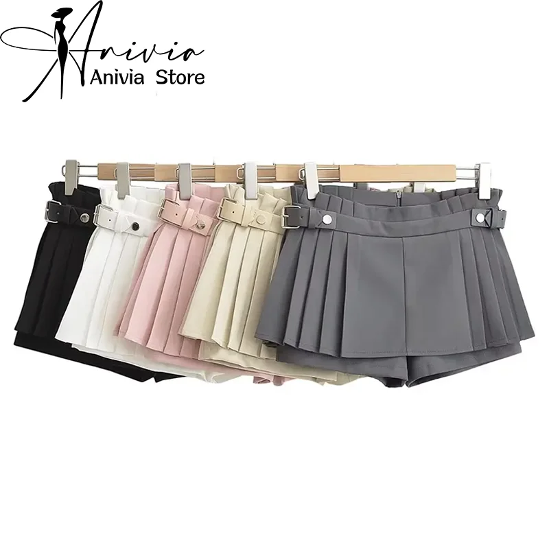 Women's Dark Grey A-line Pleated Skirt 90s Aesthetic Vintage Y2k Mini Skirts Harajuku Korean Shorts Skirt 2000s Clothes Summer