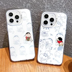 Etui na telefon Funny Shin Chan Crayons do iPhone'a 16 15 14 Plus 13 12 11 Pro Max X Xs XR 8 7 Matte Colorful Silver Hard Cover