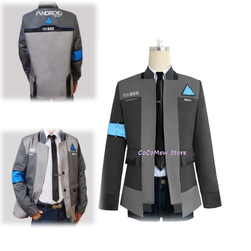 Game Detroit Become Human Cosplay Costume Connor Cosplay Uniform Men Jacket White Shirt Tie RK800 Coat Costume Full Set roleplay