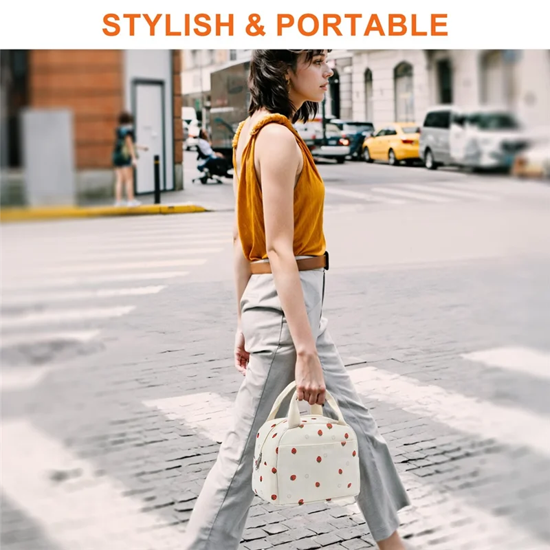 Promotion!Fashions Cute Corduroy For Women Men Lunch Tote, Upgraded Strong Handle Insulated Lunch Bag, Cooler For Work Picnic