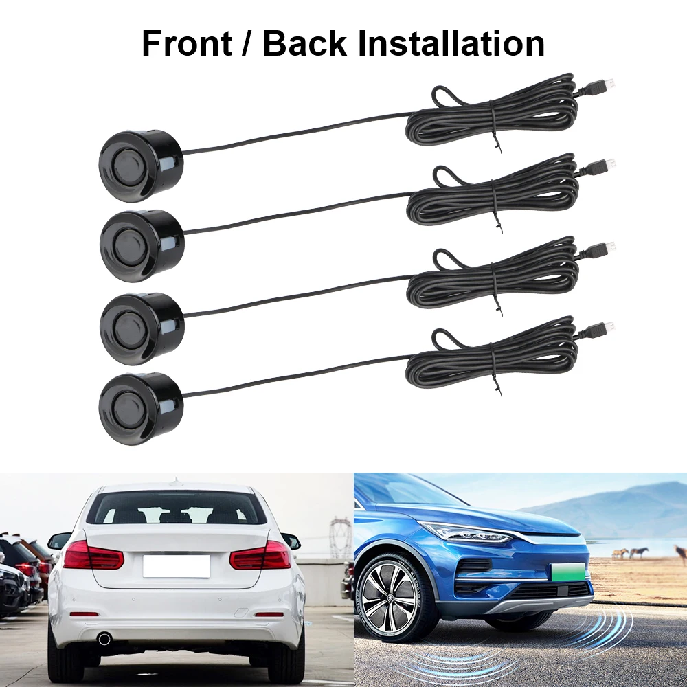 Reverse Backup Radar LCD Diplay Car Distance Detection System 4 Sensors Buzzer Car Parking Sensor Kit 2.5m Distance Monitor