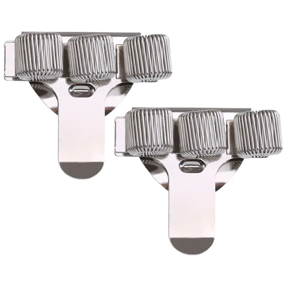 2Pcs Heavy Duty Metal Spring Pen Clamp with Pocket Clip Triple Hole Design for Binders Clipboards Notebooks Pen Storage Loop