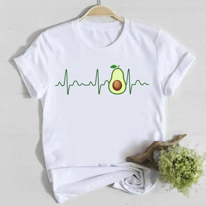 Short Sleeve Casual Tee Top Avocado Sweet Trend Style Shirt Lady Clothes Fashion Tshirt Summer Female T Women Graphic T-shirts