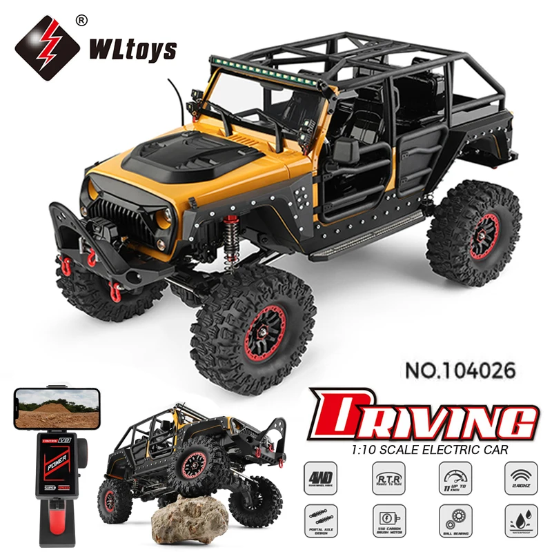 WLtoys 104026 1/10 Professional RC Car Off Road 4x4 2.4G 4WD Remote Control Cars 45 Minutes Working Time Climbing Car Adult Toy