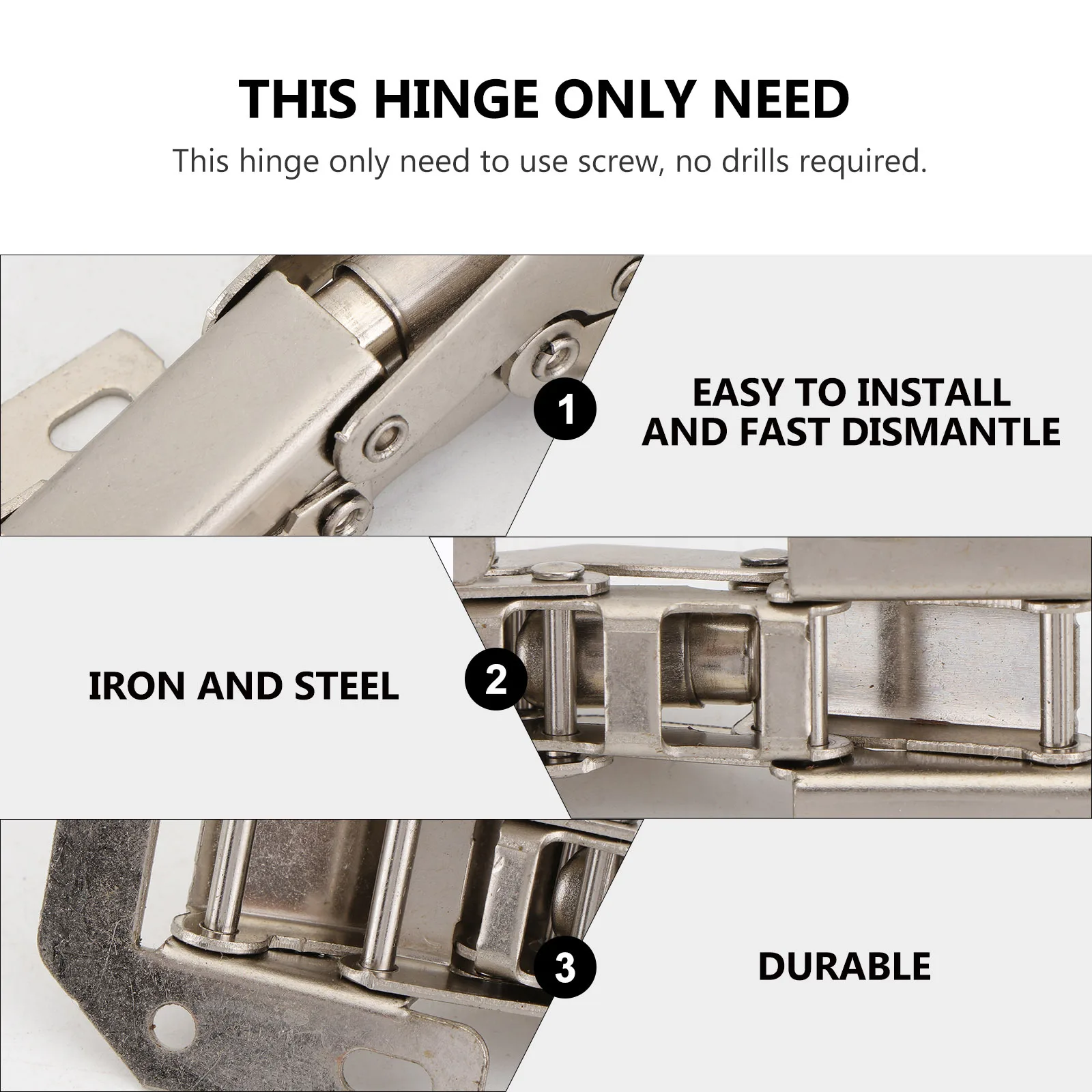 

4 pcs Steel Cabinet Thickened Hydraulic Arms Silent Buffering Heavy Duty Furniture Hinges No Drill Installation Pre-Positioned