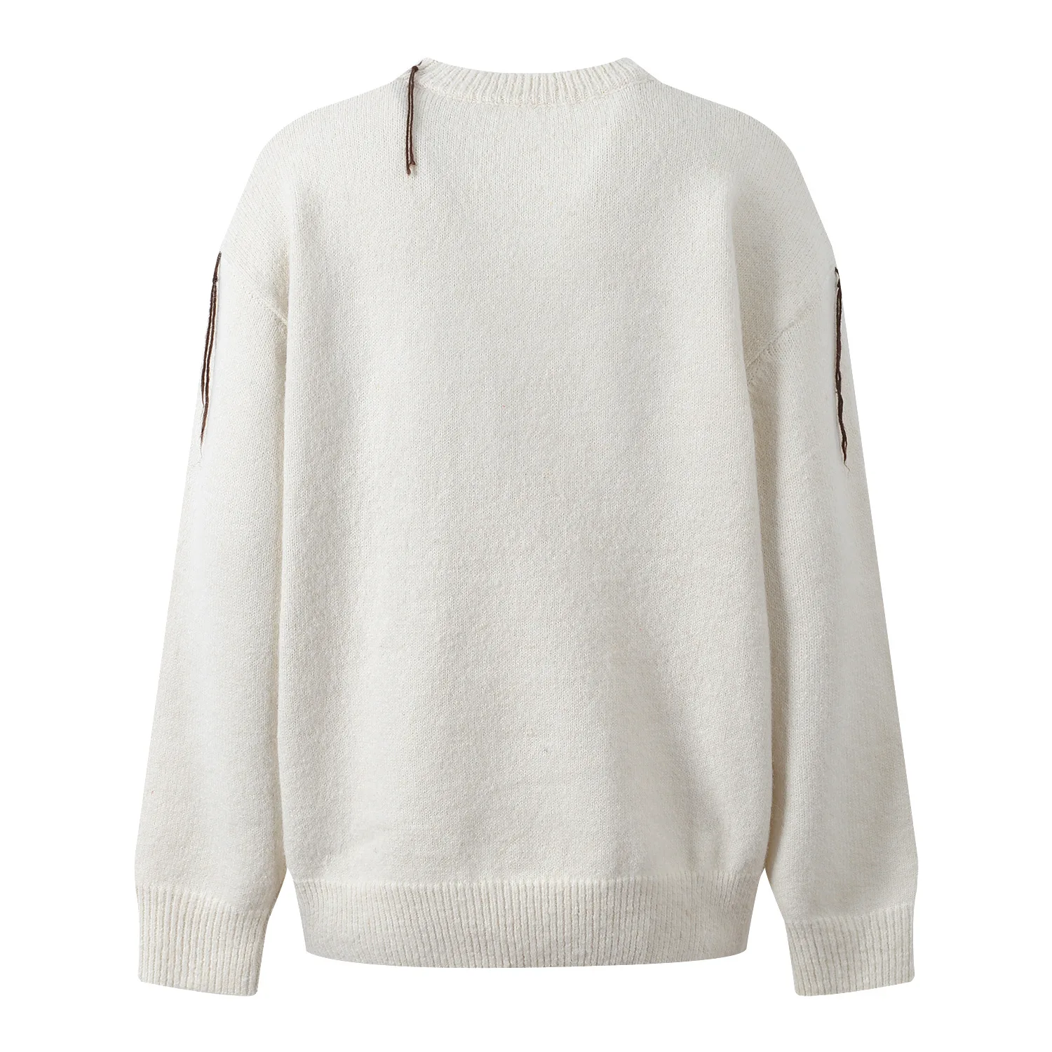 Maglione lavorato a maglia allentato dal design ricamato Faionable. Simpatico pullover rotondo da donna, stagione primaverile, abbigliamento casual