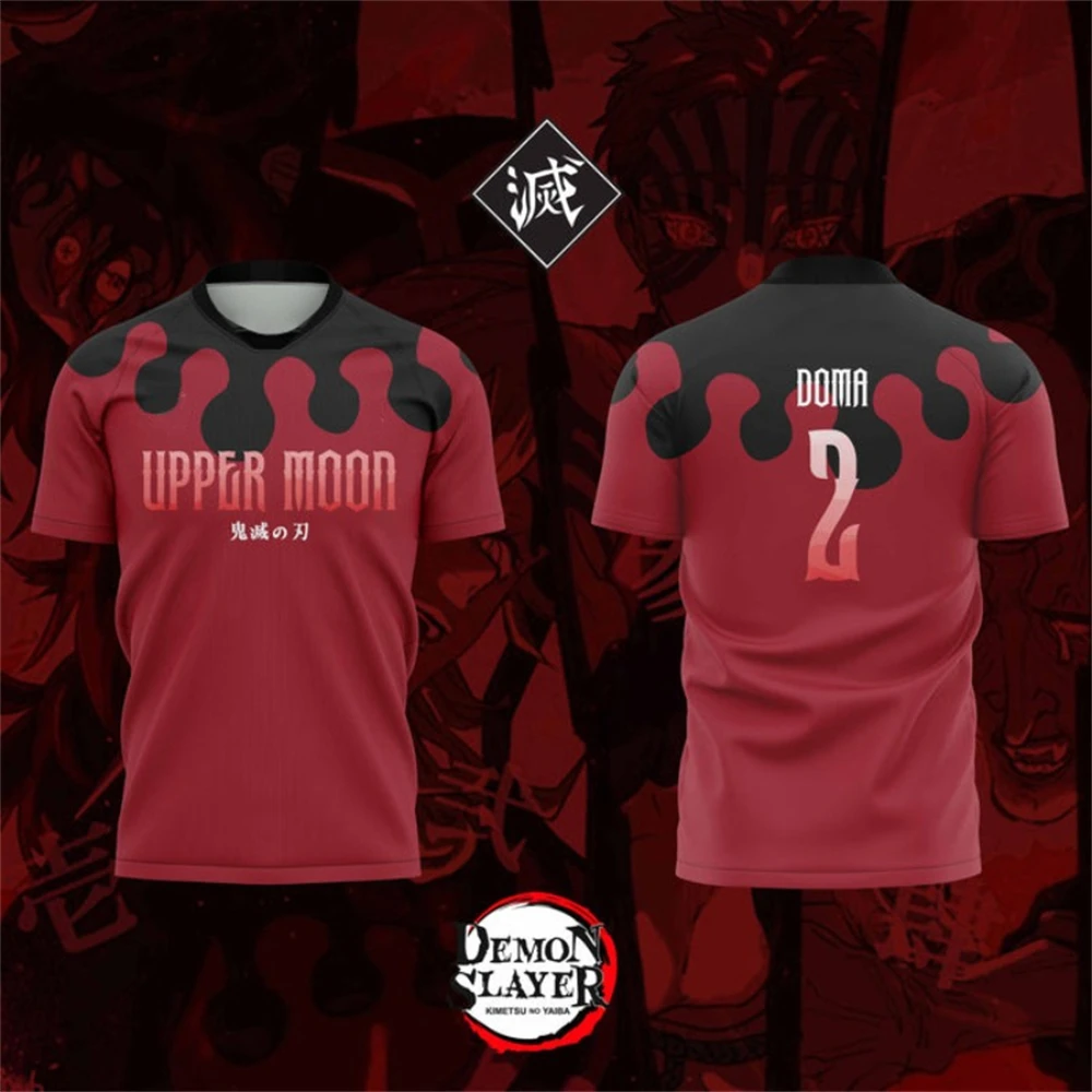 

2025 Doma Demon Slayer Jersey Upper Moon 2 Anime Gear Men Women Summer Anime 3D Printed Short Sleeved T-shirt Gym Top Clothing