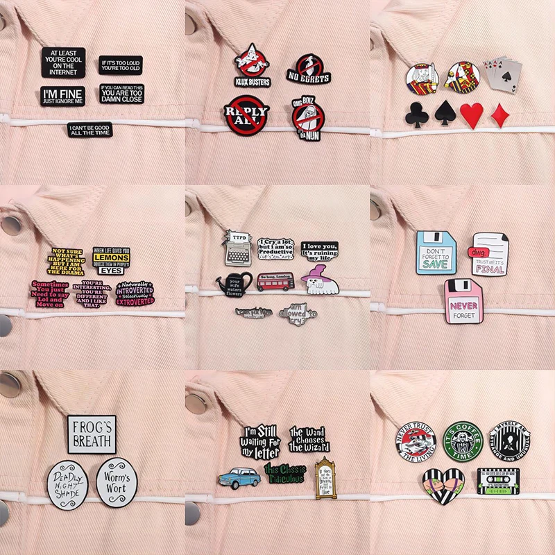 3-8PCS/SET Cartoon Badge Alphabet Simple Brooch Perfect Gift For Friends And Family Fashion Clothing Button Pin Accessories