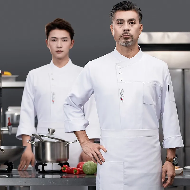 

Рабочая одежда шеф-повара, с длинными рукавами, осенне-зимняя одежда, для ресторанной кухни, для западной кухни, для кухни, столовой, пекарни, кондитерской.