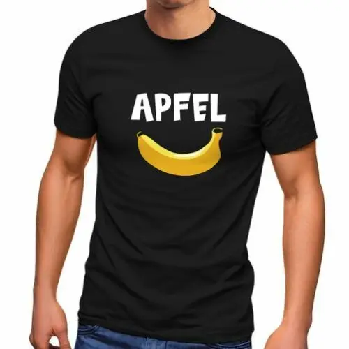 Herren T-Shirt lustiger Aufdruck Apfel Banane Witz Scherz Fun-Shirt Spruch