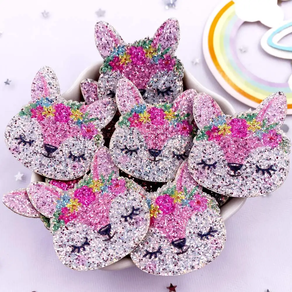 10pcs Glitter Felt Fabric Nonwovens Colorful Exquisite Fox Cat Applique DIY Sewing Patch Christma Decor Supplie Accessorie E750