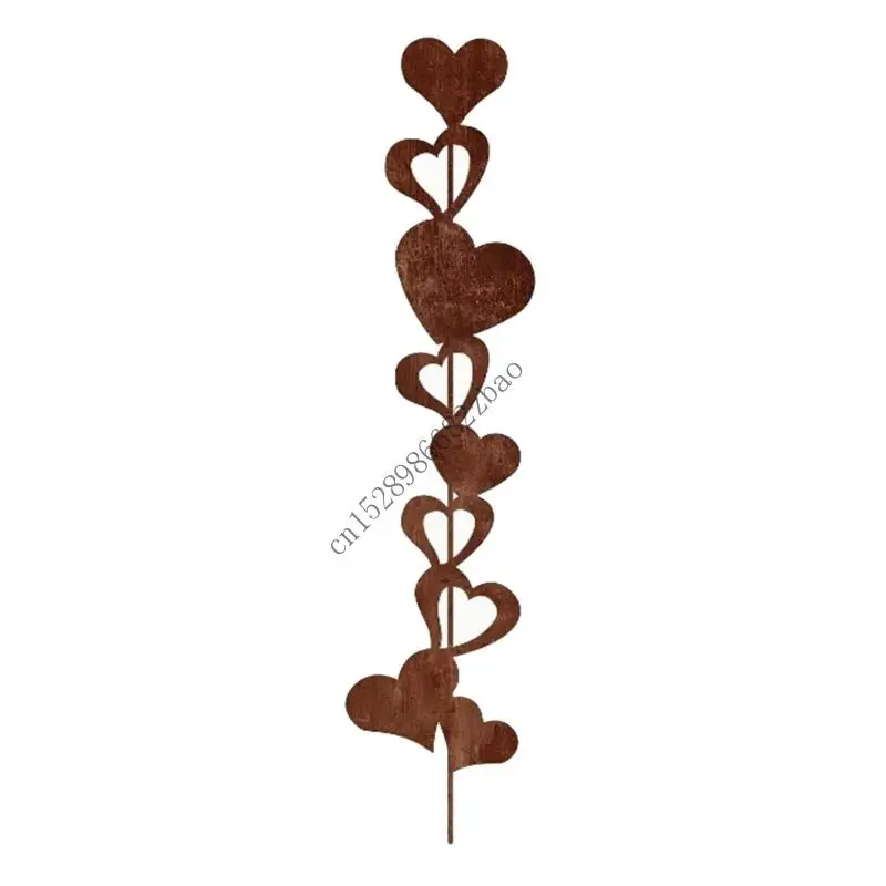 

H7EA Decorative Metal Heart Rusty Stake Antique Design Ground Stake For Outdoor Garden Lawns Patios Landscape Decoration