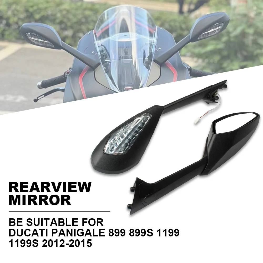 FOR DUCATI panigale 899 899S 1199 1199S 2012-2015 Motorcycle  Rearview Mirror Left Right LED Turn Signal fixed wind wing mirror