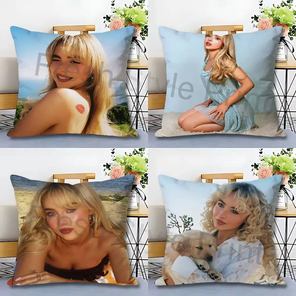 

S-Sabrina C-Carpenter Singer Anime Celebrity Merchandise All-Match Printed Pillow Case Sofa Car Office Room Decoration Protector