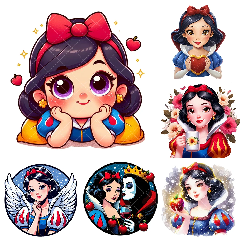 Disney Princess Snow White Iron On Heat Transfer Stickers For Clothes  Jackets Jeans Thermal Appliques Washable T-shirt Decal