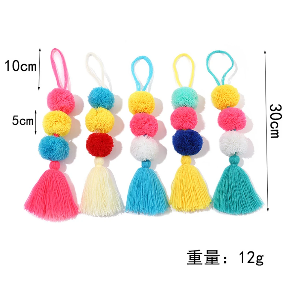 Creative Cashmere Pompom Keychain Fashion Colorful Plush Ball Keyrings With Tassel Women Bag Pendant Ornament Jewelry Gifts