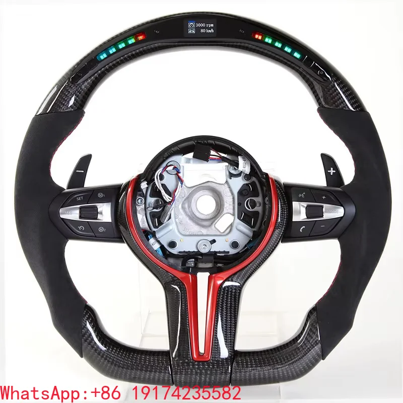 

ForFactory Wholesale Price LED Suede Carbon Fiber Car Steering Wheel m Performance for F10 F20 F30 E90 F22 Steering Wheel