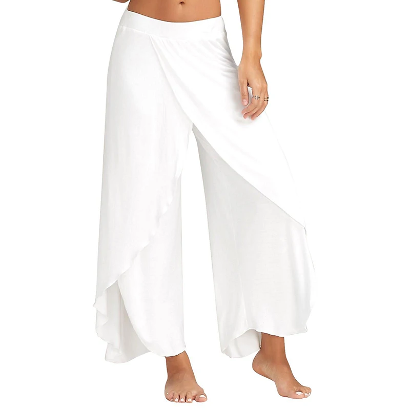 Women Wide Leg Pants Loose Fitness Yoga Split Trousers Mandala Open Leg Pants Comfort Gypsy Hippie Aladdin Harem Pants