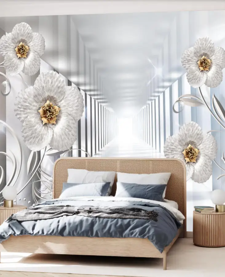Customized Size Wallpaper Geometric Space Blue Sky White Cloud 3D TV Background Wall Living Room Bedroom Decoration Wallpaper