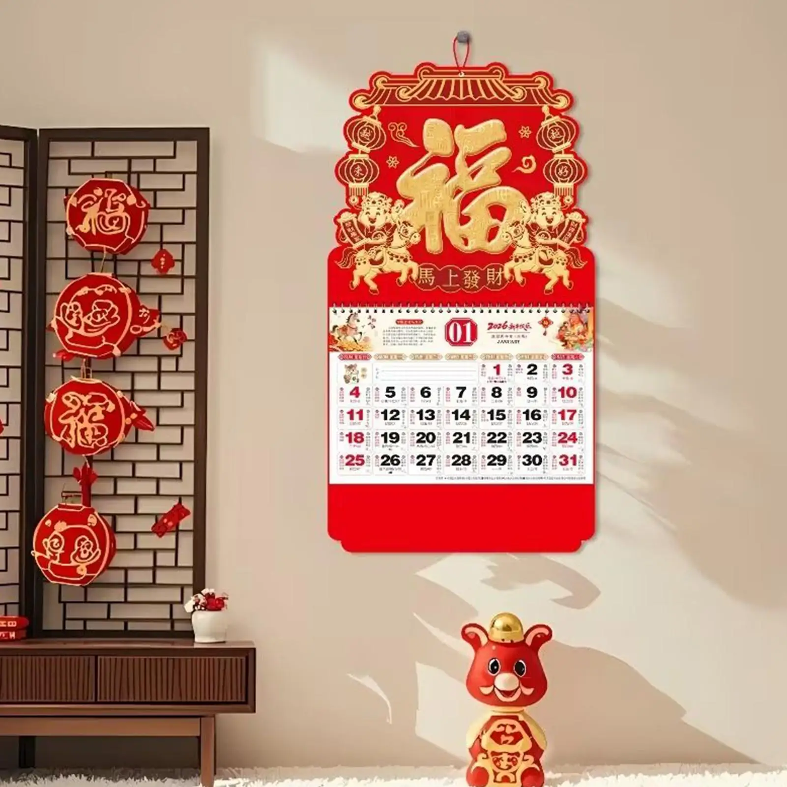 

2026 Year Of The Horse Calendar Traditional Lunar Calendar Planning Book Chinese New Year Hangable Calendar For Office Home