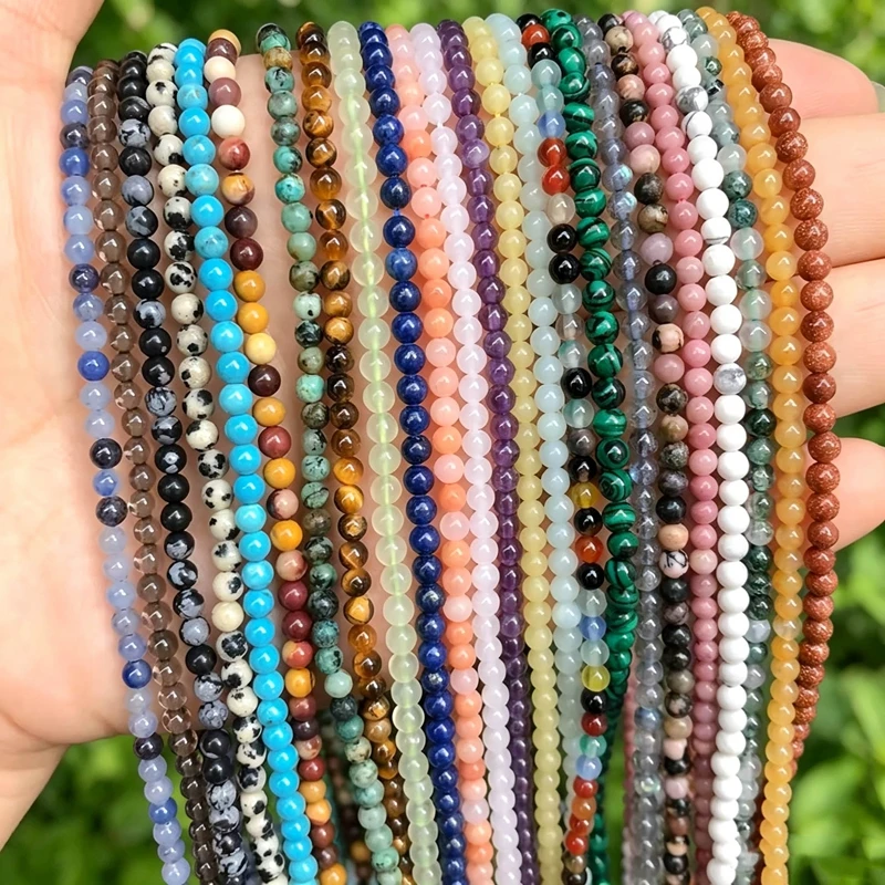 2 3 4mm Natural Garnet Opal Indian Agate Jade Gem Stone Beads Round Mineral Beads For Jewelry Making DIY Bracelet Accessories