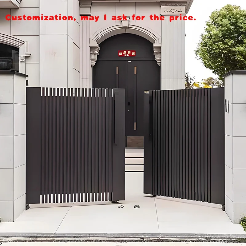 

custom.Black Aluminum Security Fence Gate Courtyard Garden Sidewalk Grille With Lock