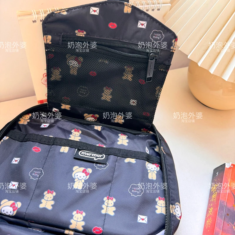 Anime Kawaii HelloKittys Bear borsa per il trucco portatile pieghevole per la casa Sanrio Travel Wash borsa da appendere multifunzionale antipolvere