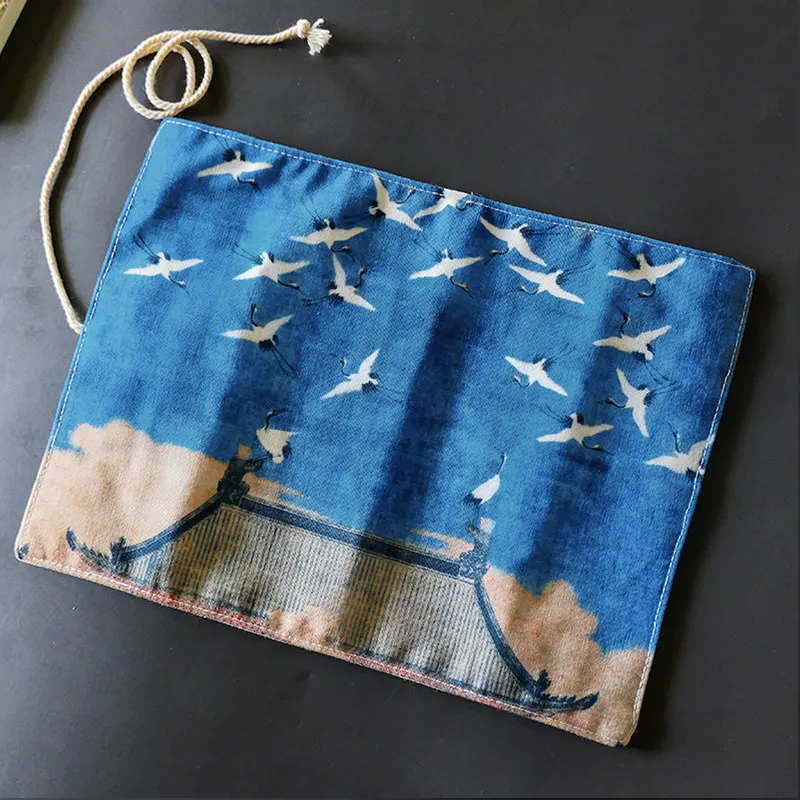 Portable Colored Pencil Roll Curtain Canvas Pencil Wrap Storage Bag Multi Slots Sketch Pen Holder Art Drawing Tool Organizer Bag