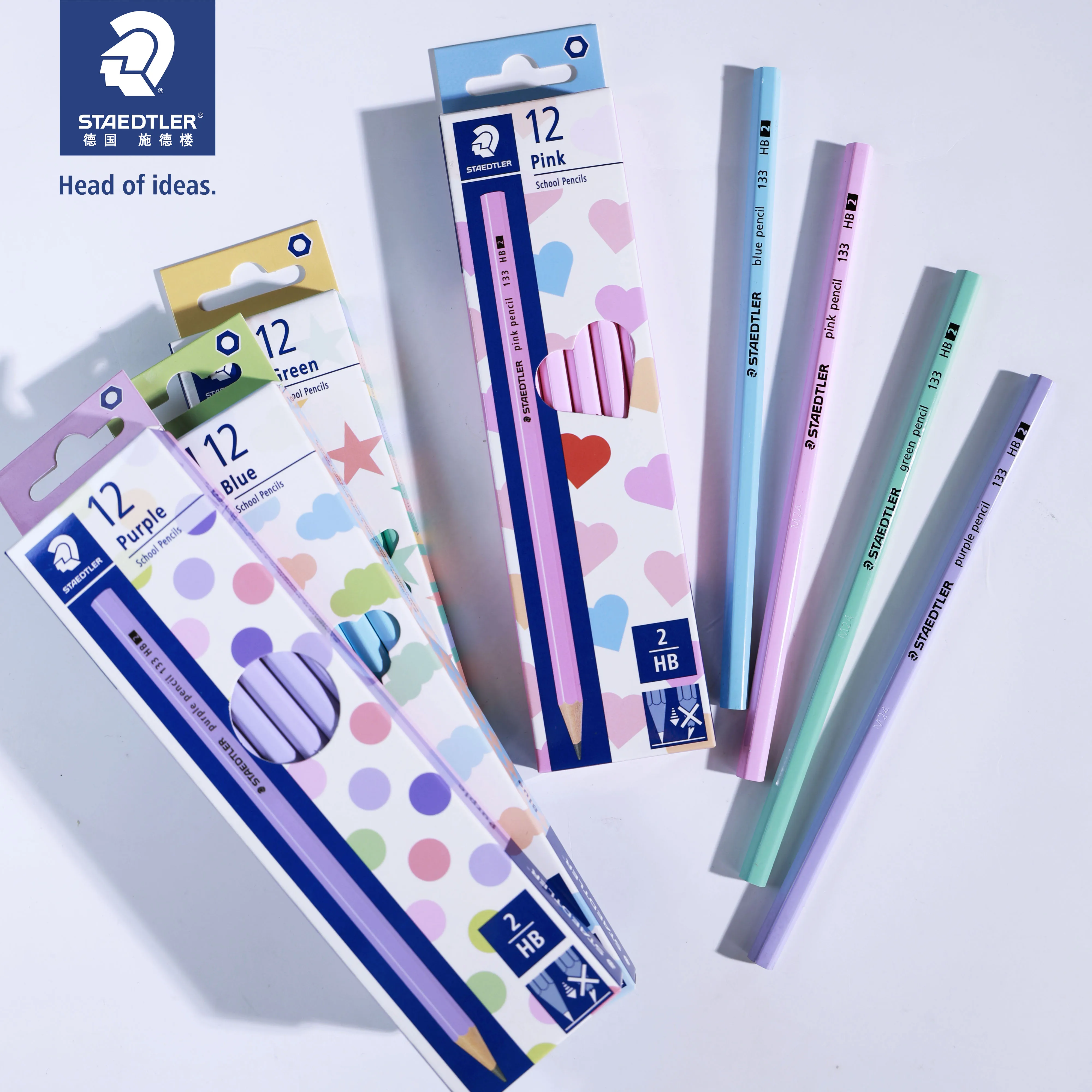 STAEDTLER 12 PCs Macaron Lápis HB 2B Disponíveis em várias cores Material escolar Um lápis especial para prática de caligrafia