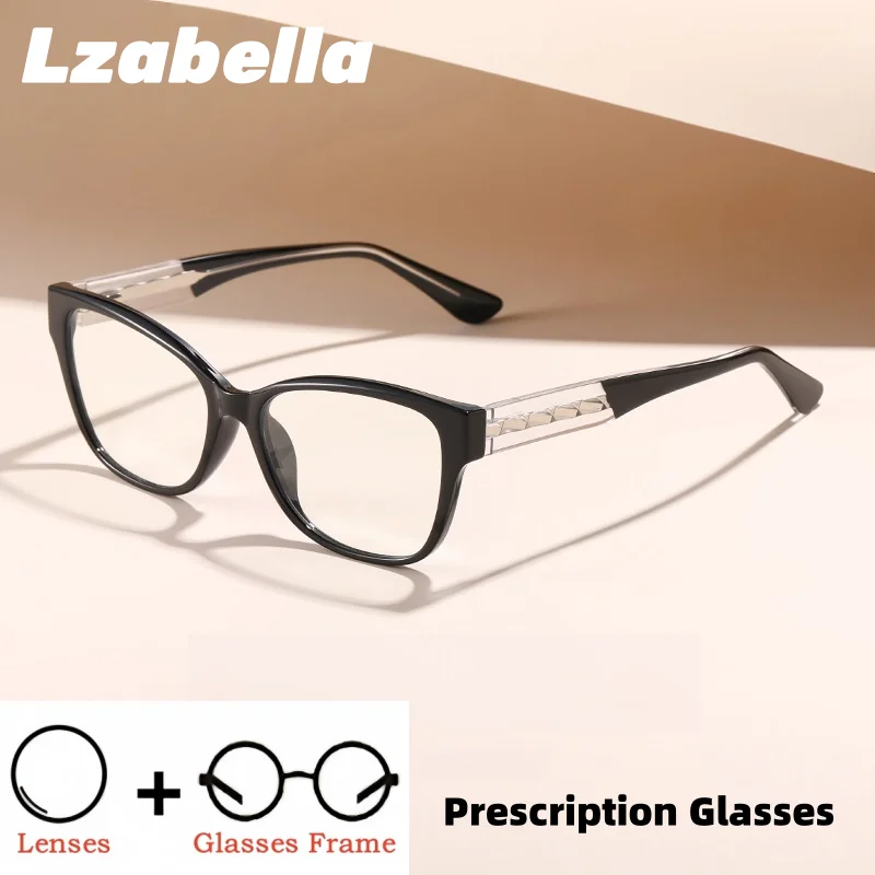 

Lzabella Women's Cat Eye Optical Prescription Glasses Big Myopia Hyperopia Progressive Blue Light Blocking Recipe Eyewear 27028