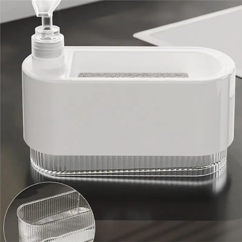 A23E-2-In-1 Countertop Soap Pump Dispenser For Kitchen Sink, Hand & Dish Soap Dispenser Set With Sponge Holder Organizer