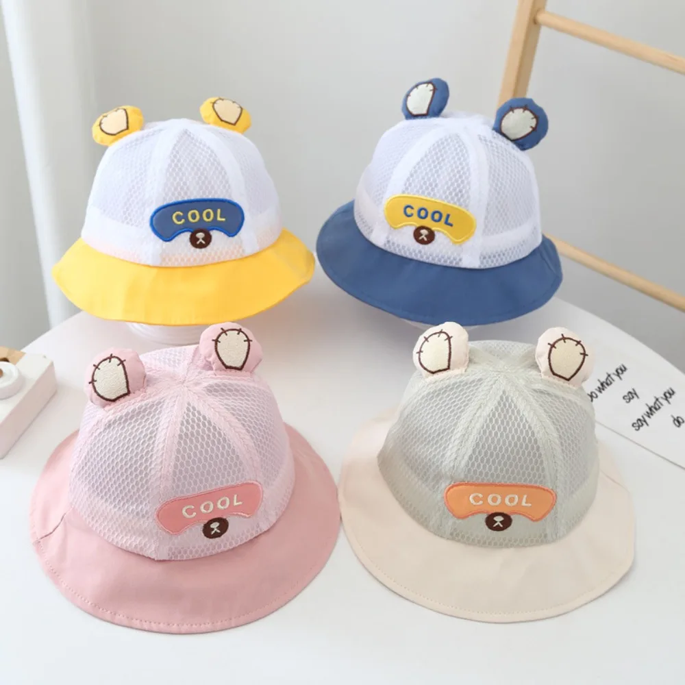 Outdoor Breathable Baby Bucket Caps Summer UV Protection Infant Fisherman Hat Cute Cartoon Panama Hat for Infant Girls Boys