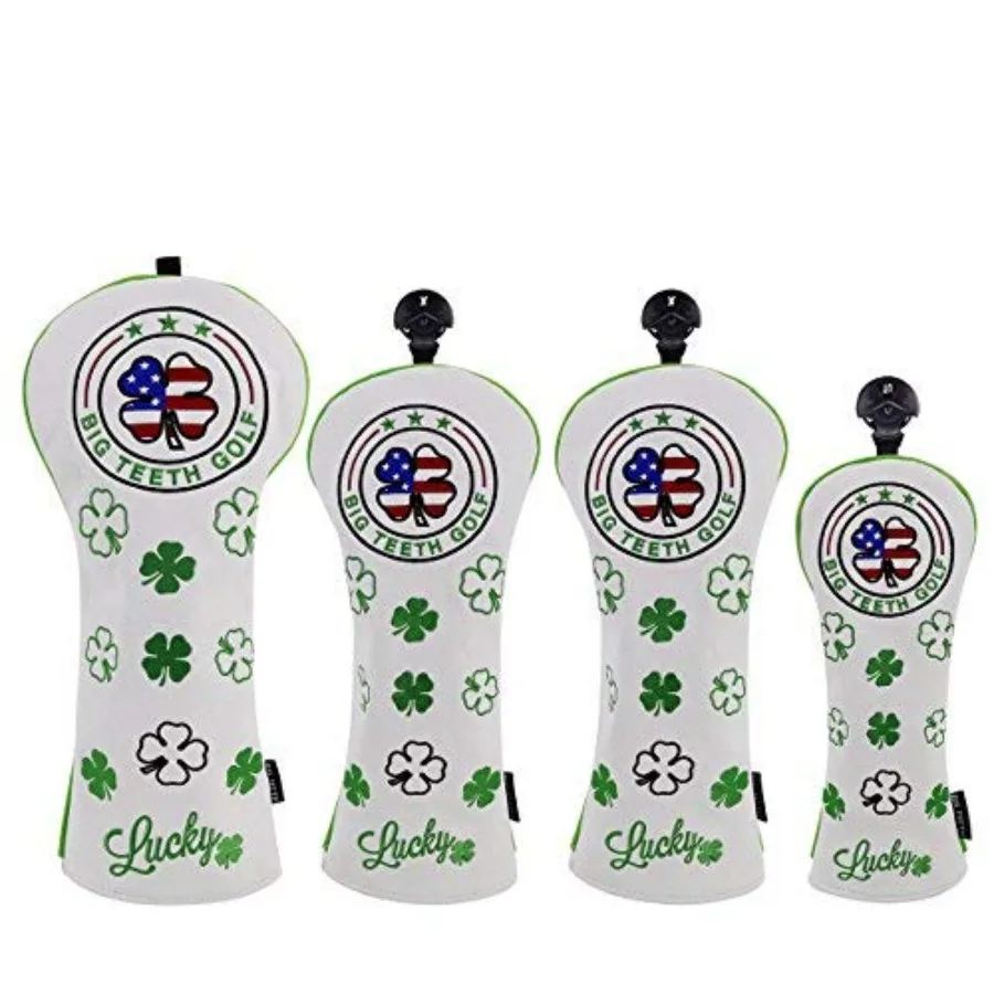 Golf Cover Lucky Clover Headcover Covers Driver Fairway Wood Hybrid Headcovers Fits Blade Mallet Putter Iron and Woods with Mag