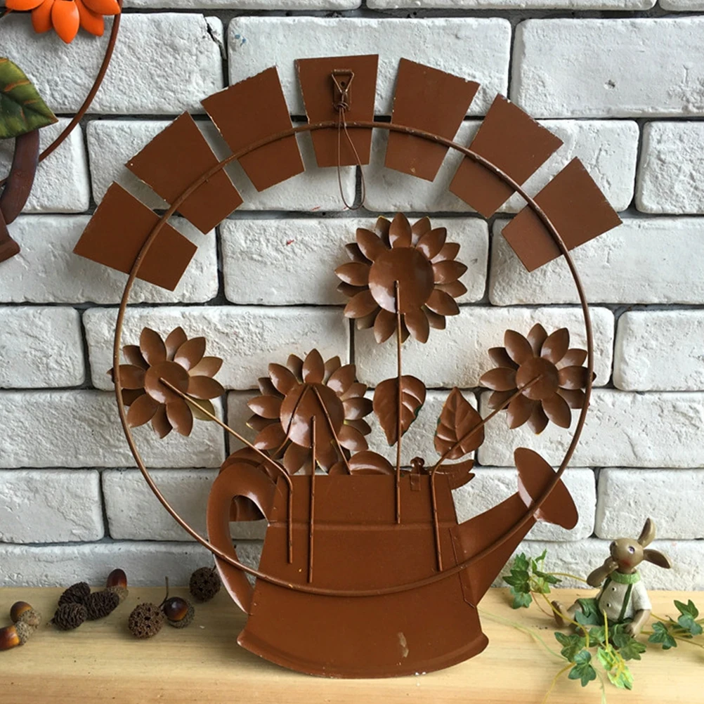 

American Pastoral Style Sunflower Welcome Hanging Ornament Iron Wall Decor Yellow Durable Metal Craft Door Store