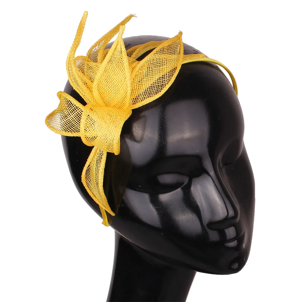 

White Sinamay Fascinators Women Wedding Hats Elegant Female Hair Featehrs Accessories Headwear With Headbands Gorgeous Headdress