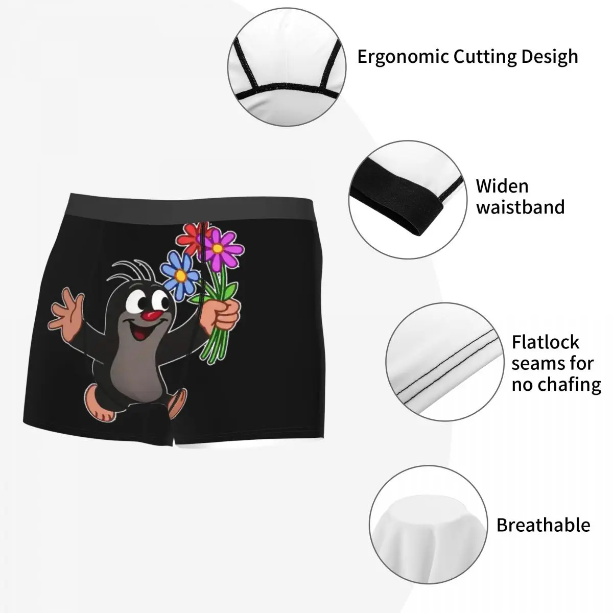 Krtek Little Maulwurf Calzoncillos bóxer para hombre, calzoncillos muy transpirables, pantalones cortos con estampado 3D de alta calidad, regalos de cumpleaños