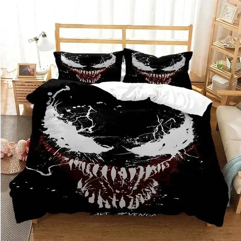 3D Printe Movie Venoms Bedding Set,Duvet Cover Comforter Bed Set Quilt Cover Pillowcase,King Queen Twin Boys Girls Quilt Cover