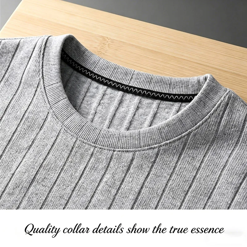 Business Casual Geripptes T-Shirt für Herren Kurzarm Weicher Stoff Bequeme Passform für Büroarbeit und formelle Freizeitveranstaltungen – Detail 6