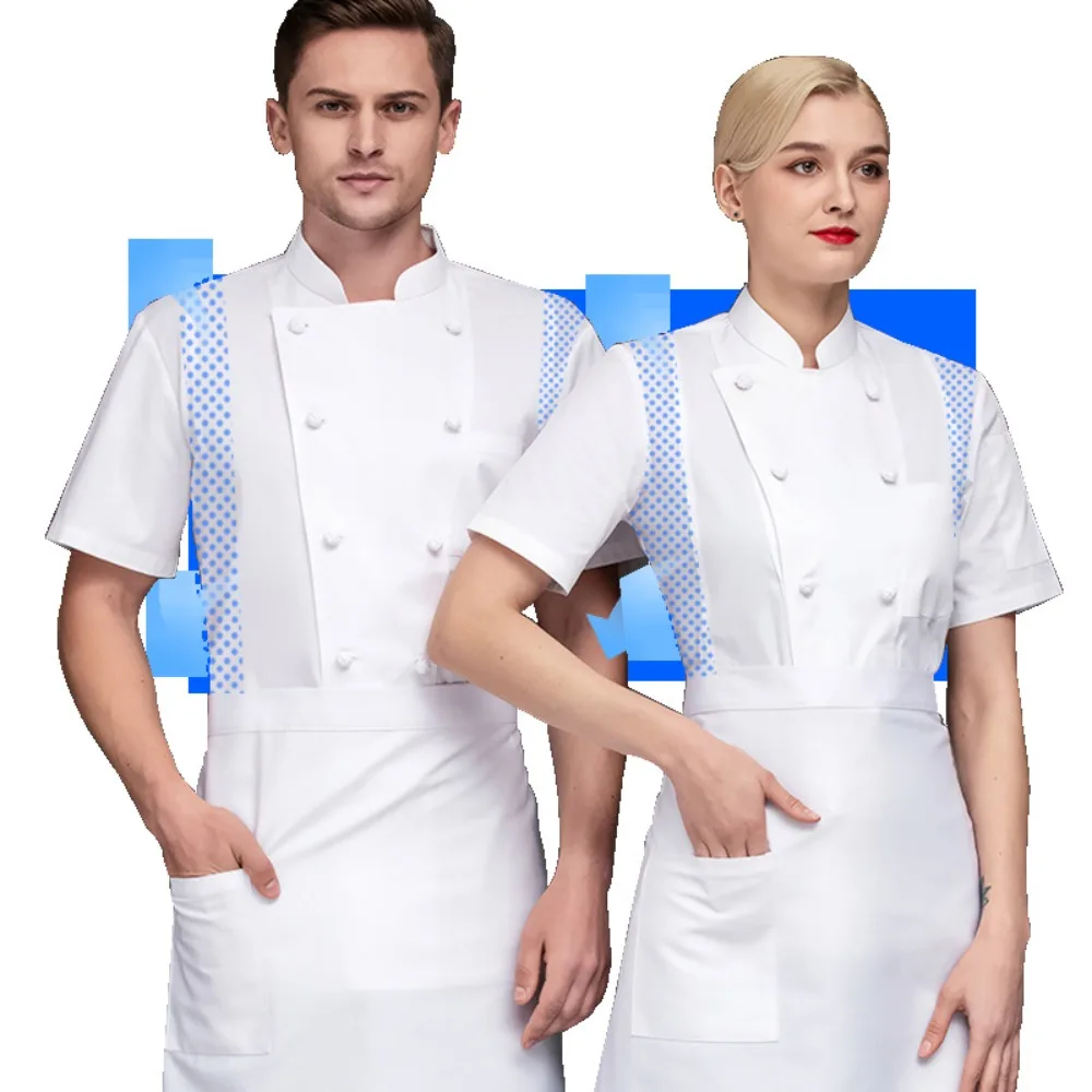 Chef-werkkleding Zweetabsorberend ademend net Hotel Korte mouwen Dineren Restaurant Keuken Mannelijke zomer Vrouwelijke werknemer