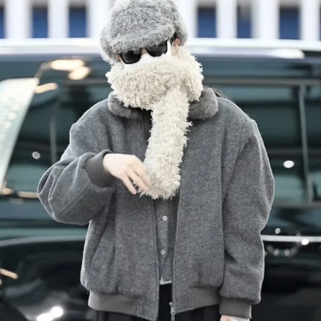 

Retro American Sle Woolen Jaet Lamb Fur Coat Eco-friendly Winter New Arrival Women's Stand Fit Long Sve Zipper Closure