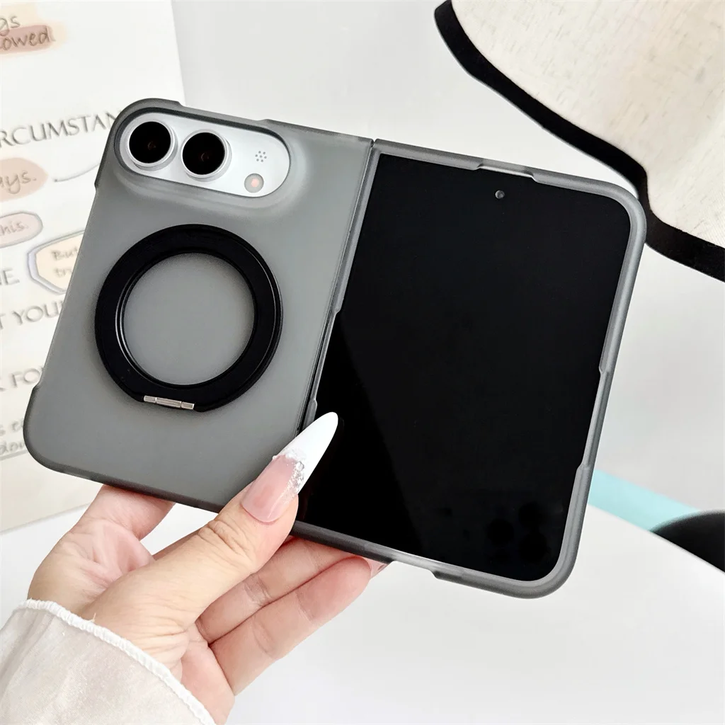Detachable 360° Rotatable Ring Kickstand For Magsafe Magnetic Matte Frosted Phone Case For Apple iPhone Duo 18 Fold Hard Cover