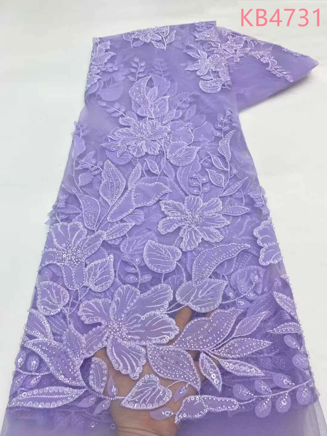 

2025 African Lace Fabrics White Beaded Lace Fabric Nigerian Oliver Green Sequins Embroidered Lace Fabrics For Sewing KB4731