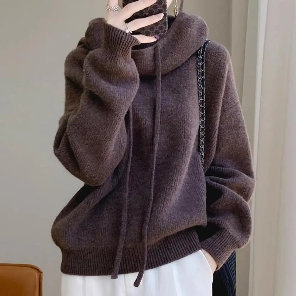 Fashion Basic Autumn Winter Wool Sweater Cashmere Pullover Hoodies Solid Color Soft Long Sleeve Basic Clothing Tops