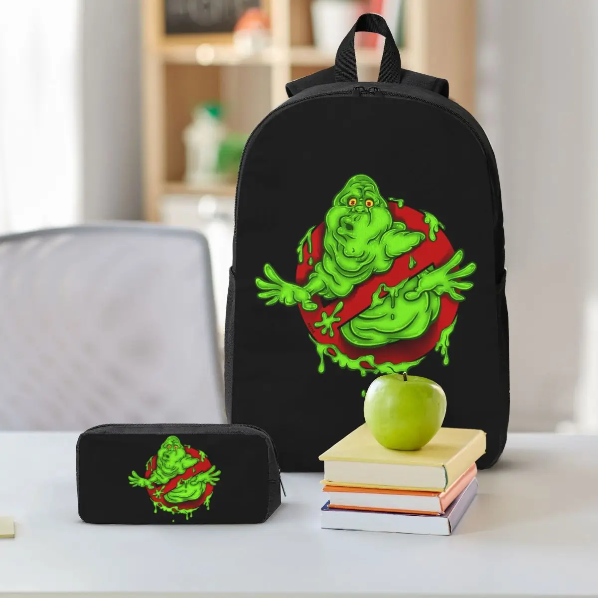 Ghostbusters Monster Movie Ghost Busters Backpack Student BookBag School Bag Shoulder Bags 3ps Insulated Lunch Bag Pencil Case