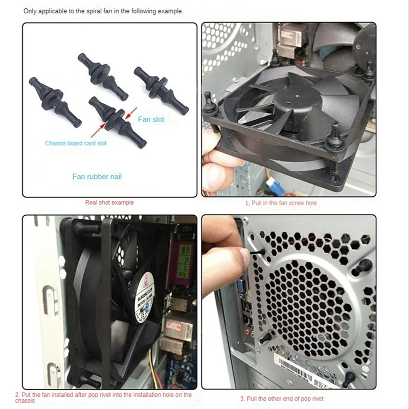 AEE7-50Pcs Computer Components PC Case Fan Mouting Pin Anti Noise Vibration Rubber Screws Anti-Vibration Shock Absorption