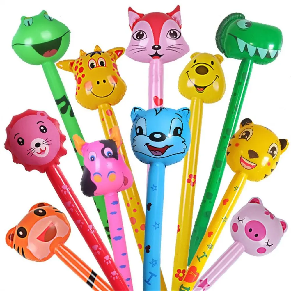 

1Pcs Inflatable Animals Stick with Sound Jungle Safari Inflatable Toys Tiger Giraffe Elephant Balloon Sticks Inflatable Hammer