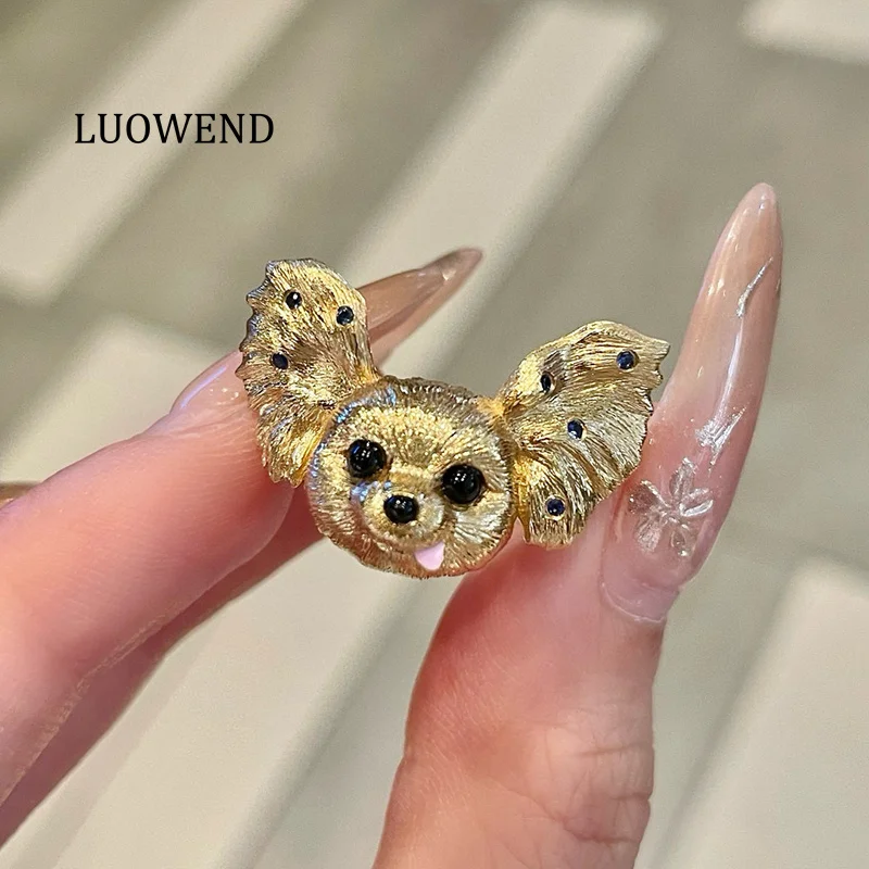 

LUOWEND 100% кольца из белого/желтого золота 18 карат, модное кольцо в форме животного с натуральным сапфиром и драгоценным камнем для женщин, ювелирные изделия для вечеринок