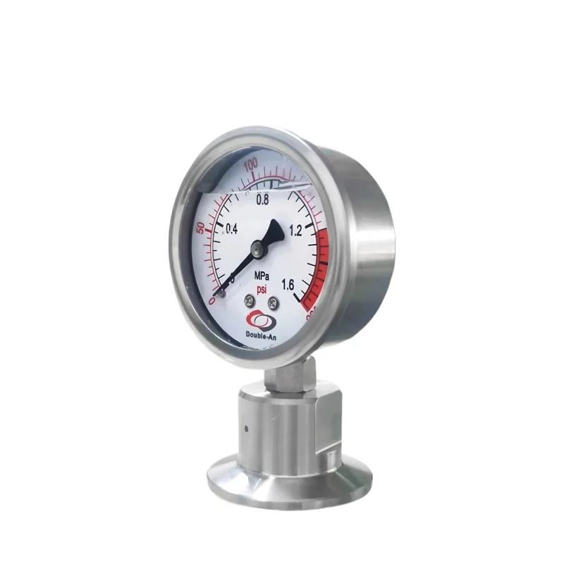 Sanitary Diaphragm Pressure Gauge Double Safety Stainless Steel YTP-60BF Diaphragm Clamp Quick Install Gauge
