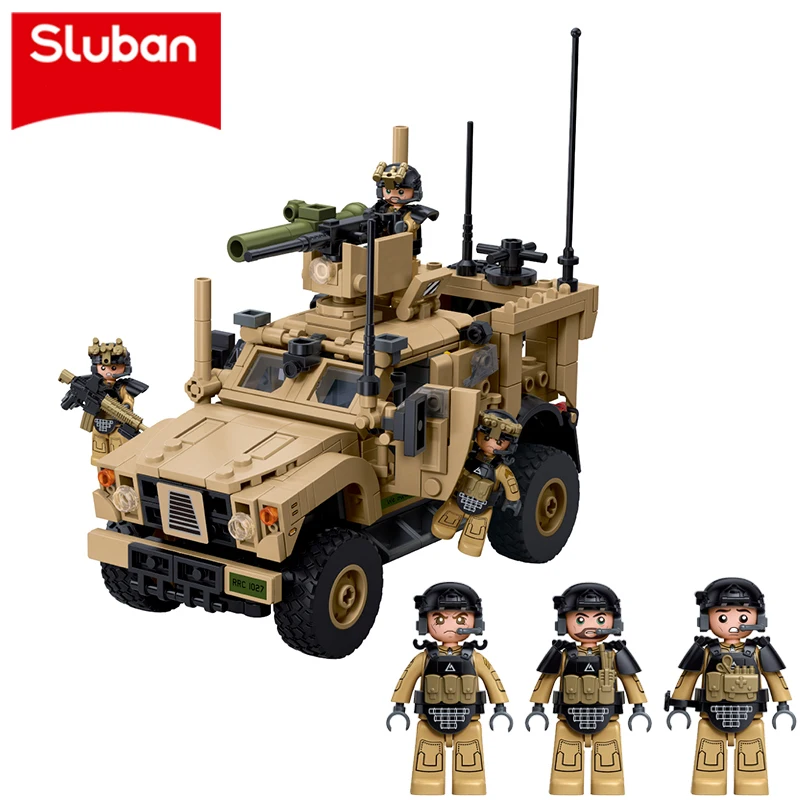 スラバン-m38-b1610-m‑atv-s-地雷耐性伏せ撃ち防護全地形対応車両-軍用車両モデル-組み立てブロックキット-子供向けおもちゃギフト