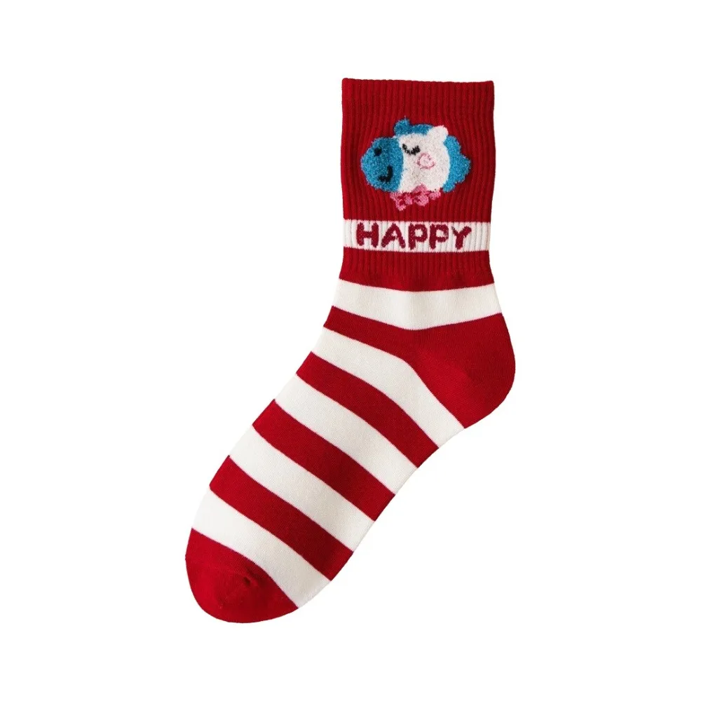 

Elastic New Year Socks Red Comfortable Zodiac Year Socks Horse Pattern Soft Year of The Horse Socks New Year Celebration